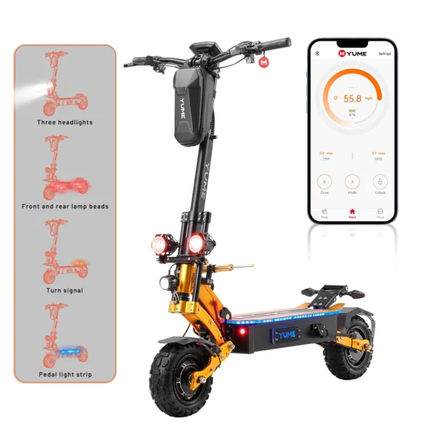 M YUME SCOOTER X11+ Dual Motors 60V 6000W Fastest Electric Scooter for Adults 11” Tire 60Miles Long Range