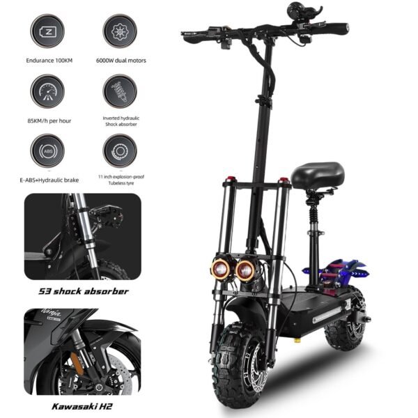 Folding Dual Motor 6000W Adult commute Electric Scooter