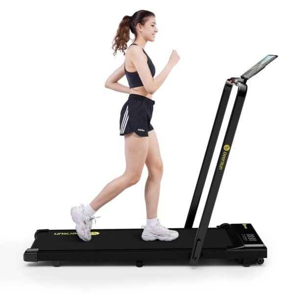 DeerRun A5 Pro Smart 2 in 1 Folding Treadmill Black with Handrail, 300 Lbs